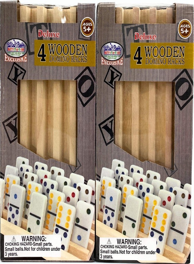 ماتي محطة الألعاب مجموعة ألعاب ماتي توي ستوب الفاخرة من صواني الدومينو الخشبية الصلبة (4 قطع) - عبوة من قطعتين (8 صواني إجمالاً) - Image 4